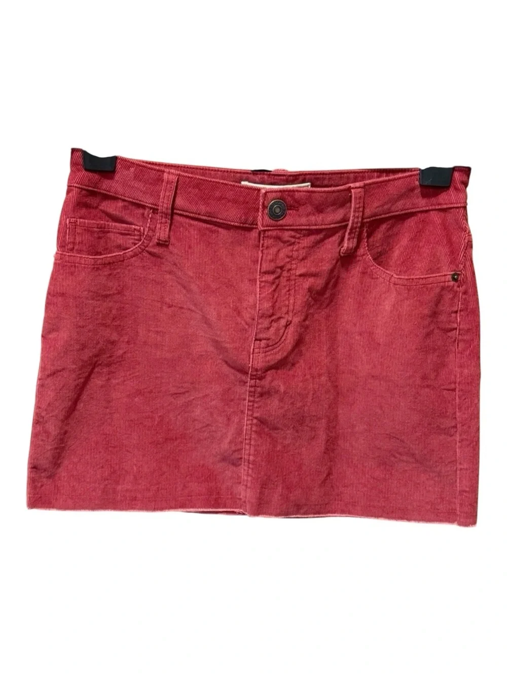 Abercrombie Fitch Red Wine Corduroy Mini Skirt Raw Hem 5 Pocket Size 2